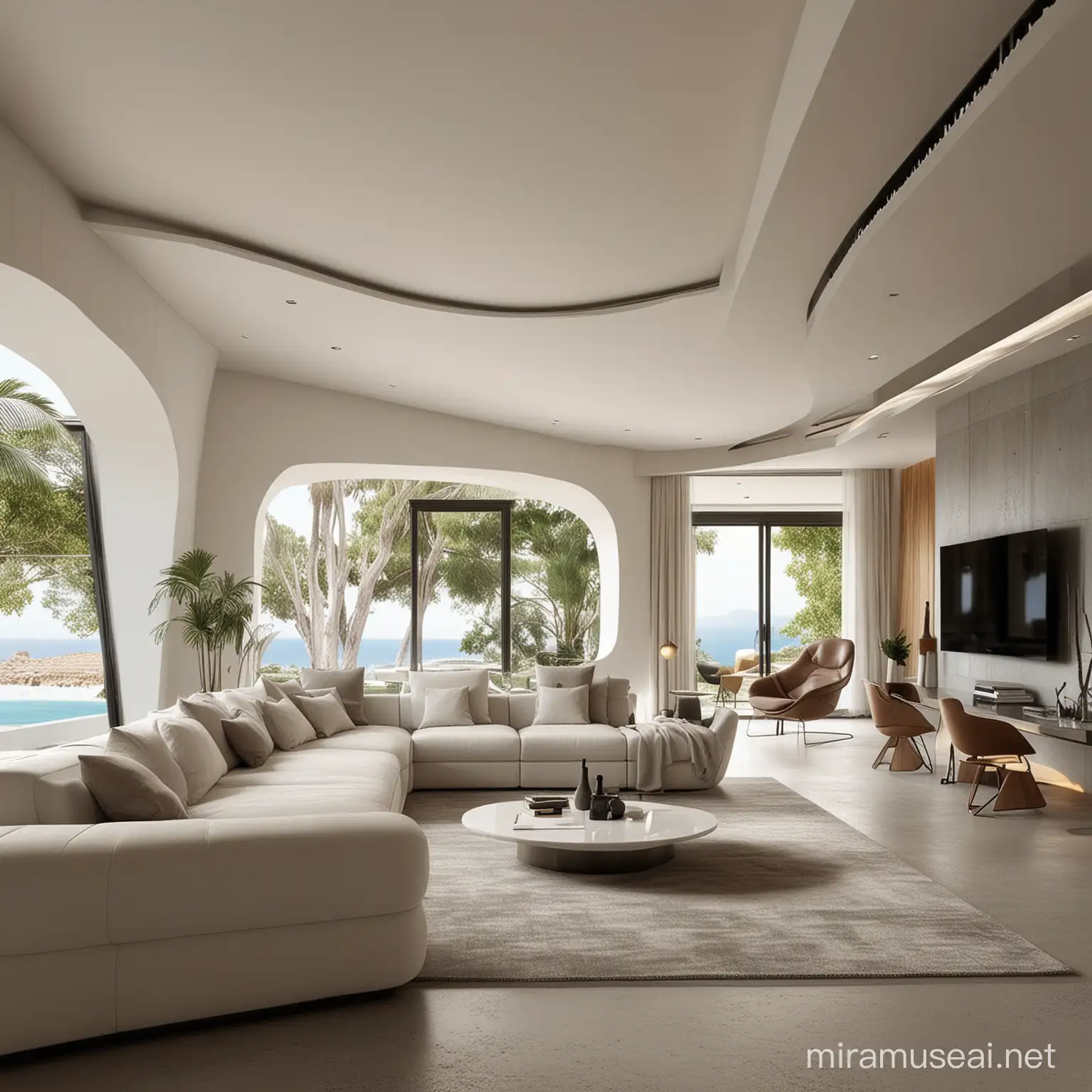Futuristic Sicilian Living Room Inspired by Zaha Hadids Architectural Works