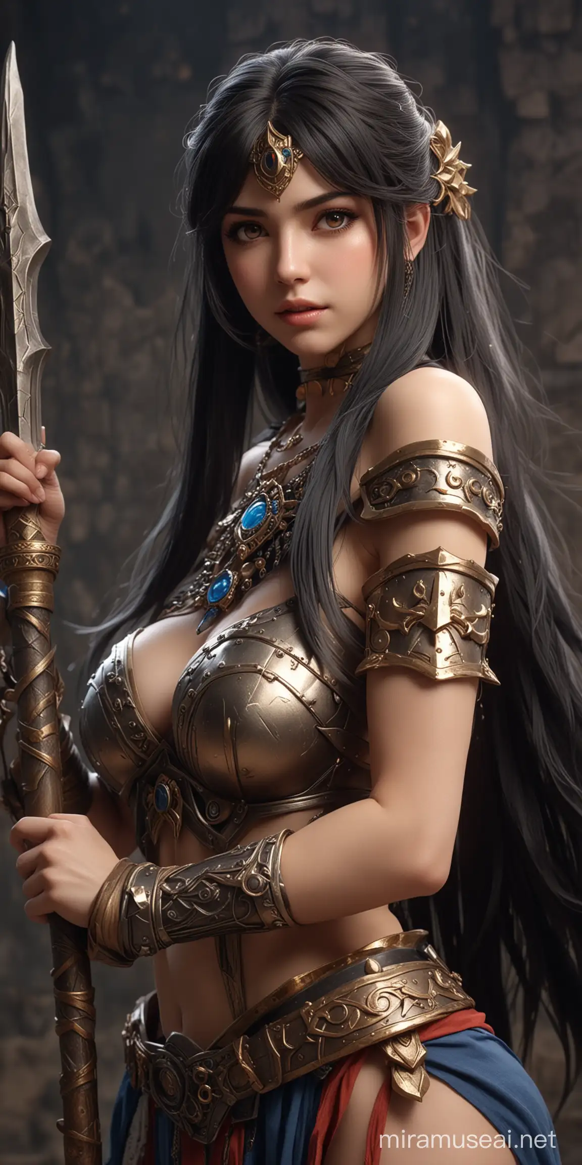 Realistic Ishtar Element Berserker in Fantasy Isekai Studio Portrait