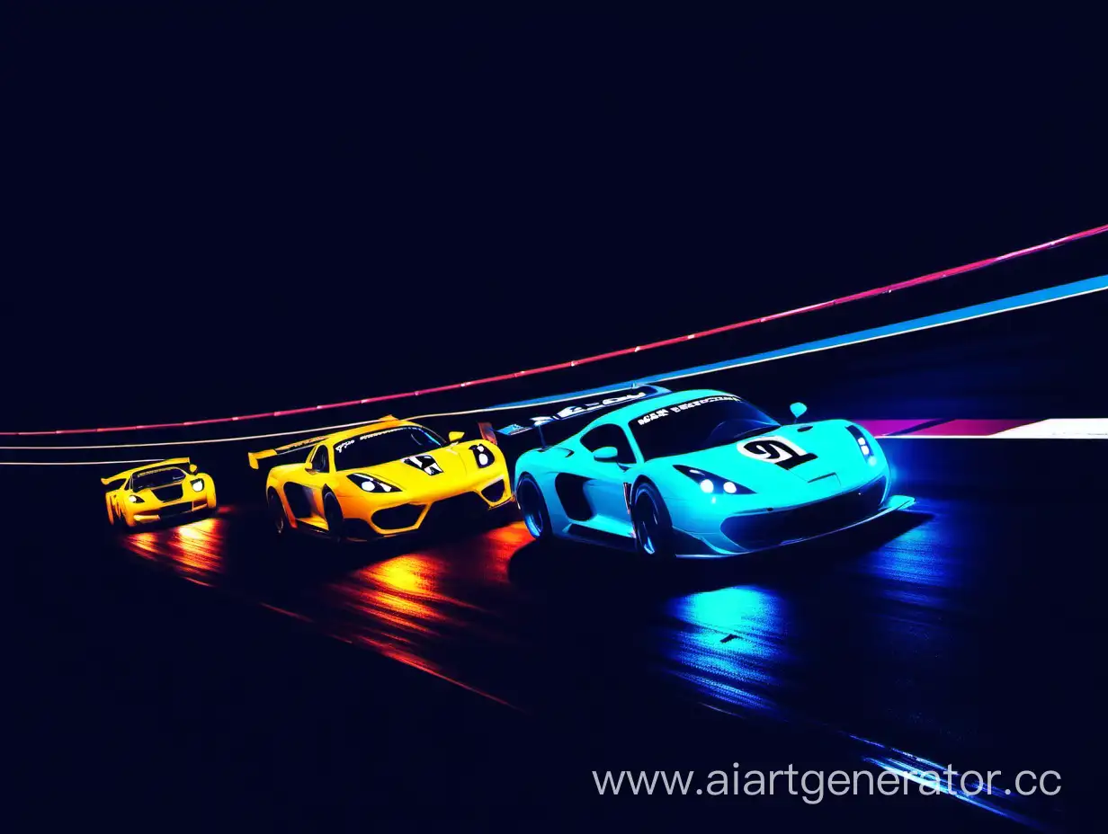 neon light, race, sports cars, speed, track