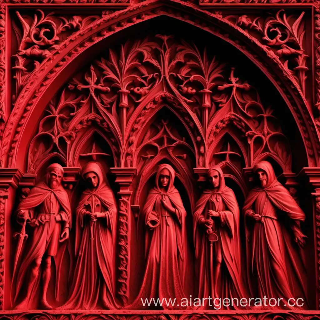 Elegant-Gothic-Red-BasRelief-Art