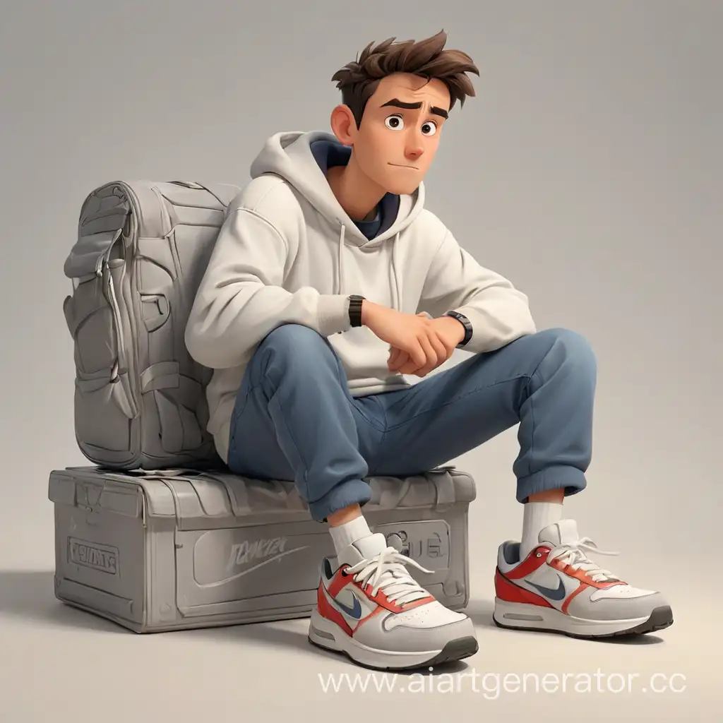 Cartoon-Character-Relaxing-in-Oversized-Sneakers