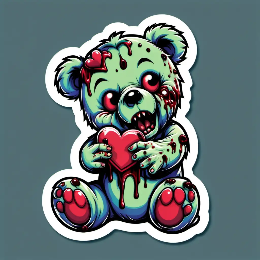 Creepy Sticker Zombie Teddy Bear Devours a Carebear