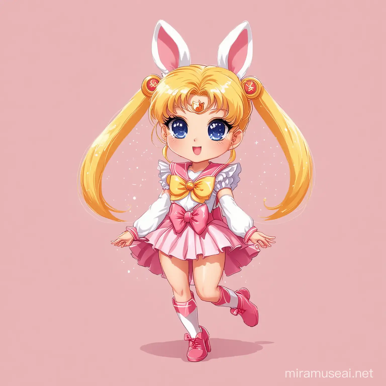 Adorable Sailor Moon in Bunny Costume Vector Art