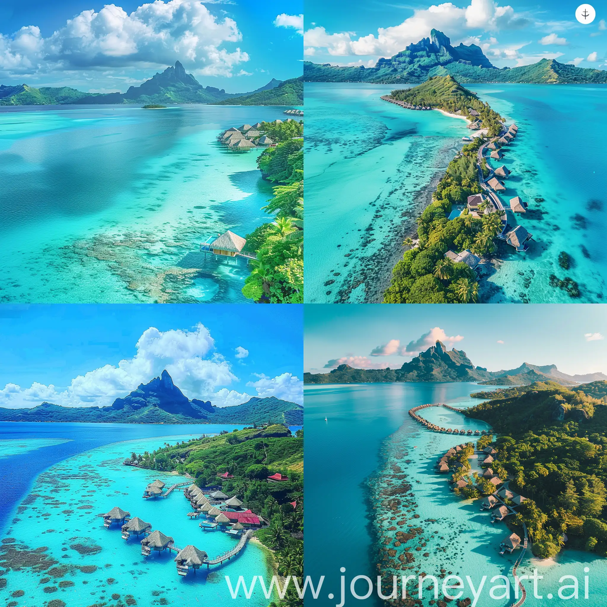 Tranquil-Serenity-of-Bora-Bora-Overwater-Bungalows-and-Mount-Otemanu