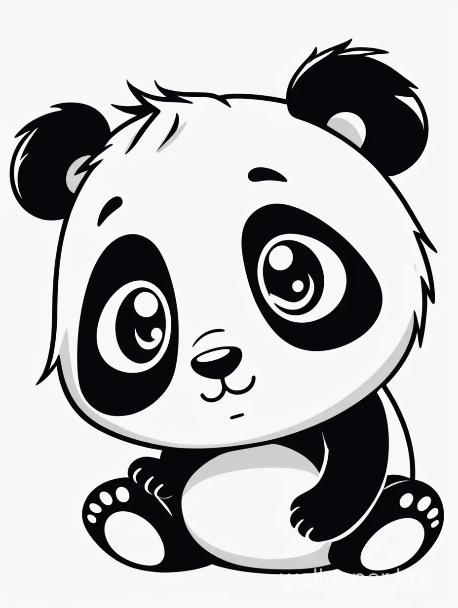 panda: Adorable, quirky, sweet, funny, with very cute eyes, lineart, white background