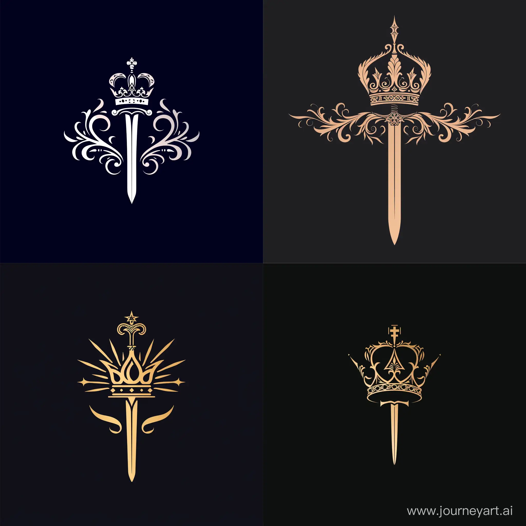 Minimalist-Sword-in-Crown-Logo-Design