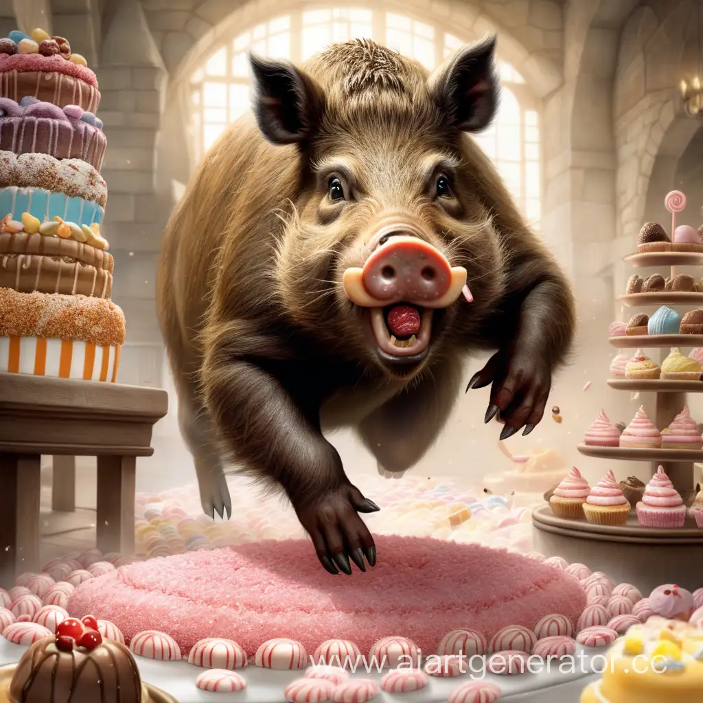 Boar-Ambushes-Sweets-in-Forest-Scene