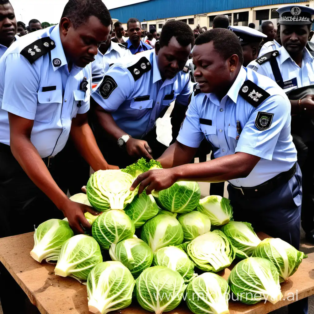 Customs Officers Skillfully Processing Cabbage Shipments