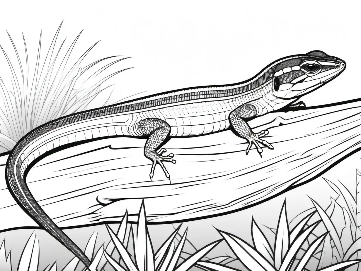 coloring page for adults, African Skink, in Africa, clean outline, no shade