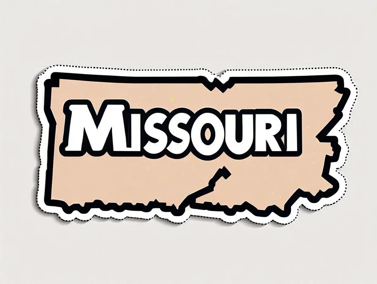 Missouri Name Sticker, Sticker, Content, Soft Color, Kawaii, Contour, Vector, White Background, Detailed
