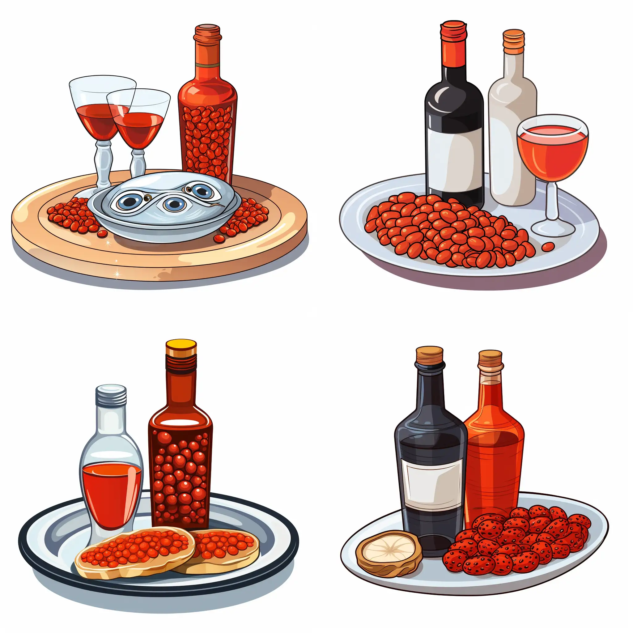 Celebratory-Vodka-and-Red-Caviar-Illustration-on-White-Background