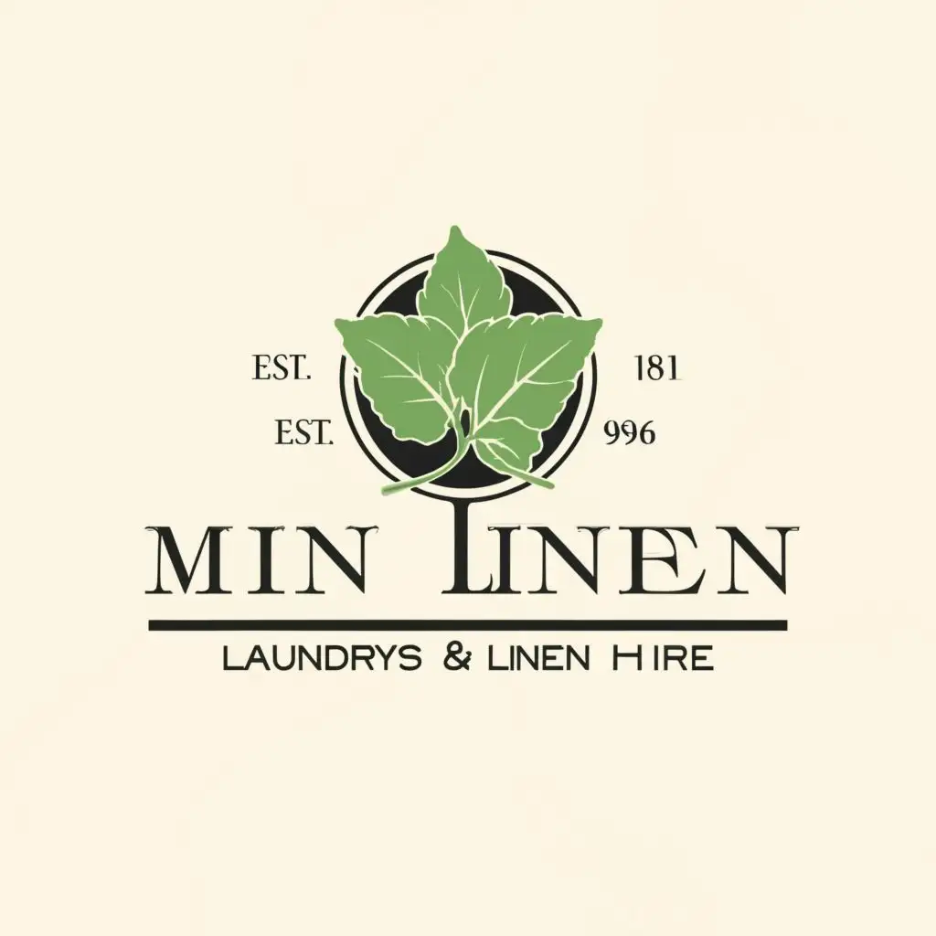 LOGO-Design-for-Mint-Linen-Laundry-Linen-Hire-Elegant-Mint-Green-with-Leaf-Accent