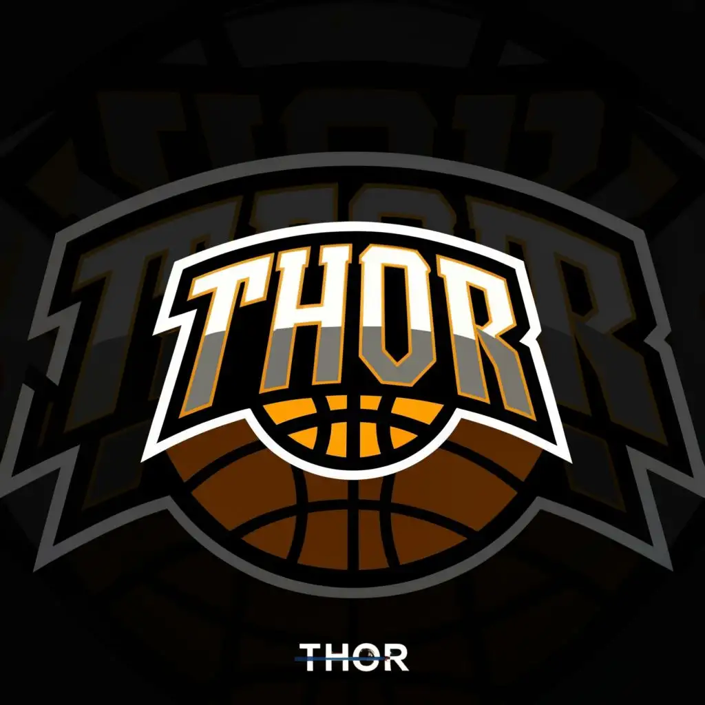 a logo design,with the text 'Thor', main symbol:basketball,Minimalistic,be used in Sports Fitness industry,clear background