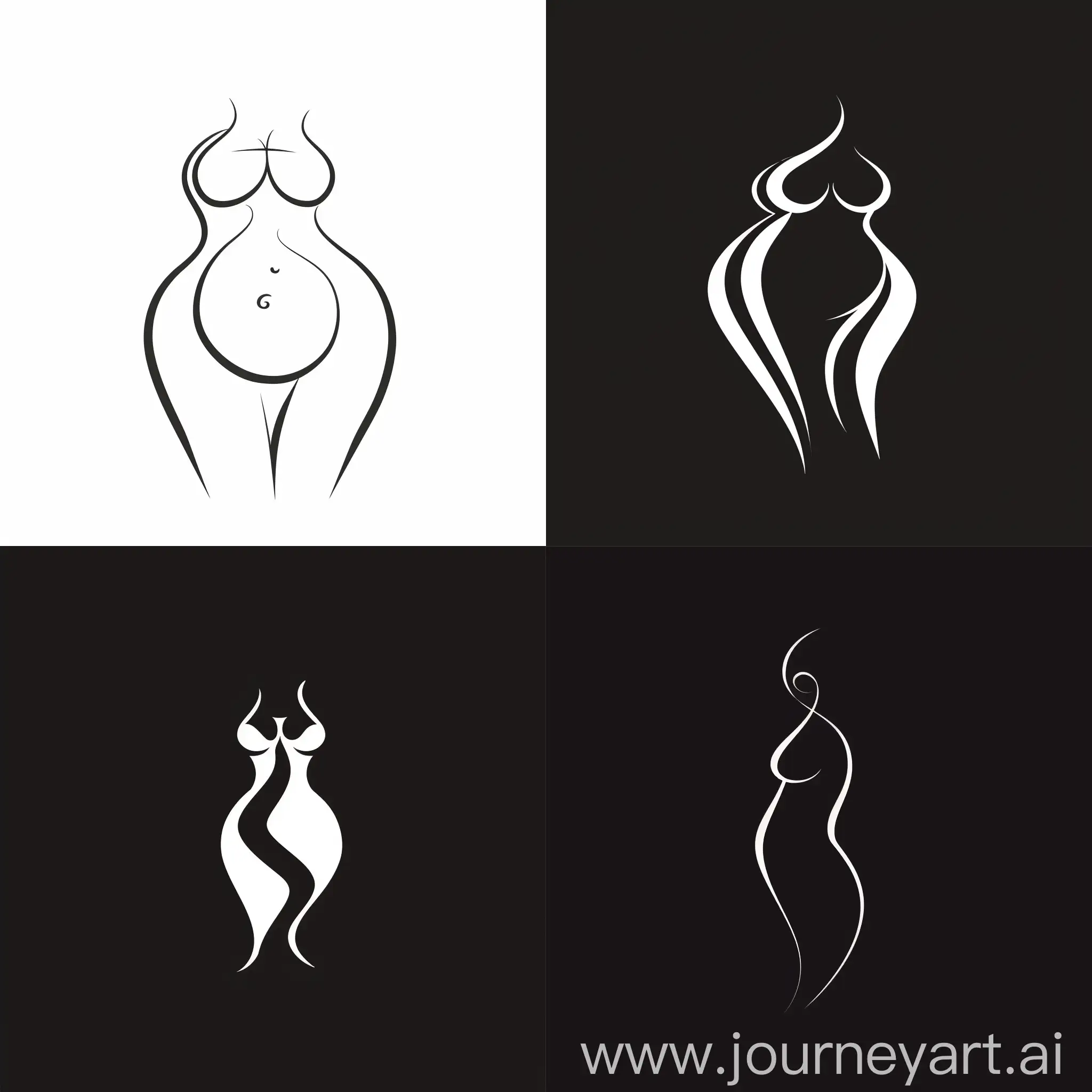 Design a logo for women's clothing for overweight people, take the curvy body line as the basis for the logo. The brand name is a big line. Display the brand name in the logo.
