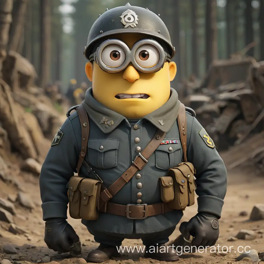 Minion Wearing Wehrmacht Uniform Saluting | AI Art Generator