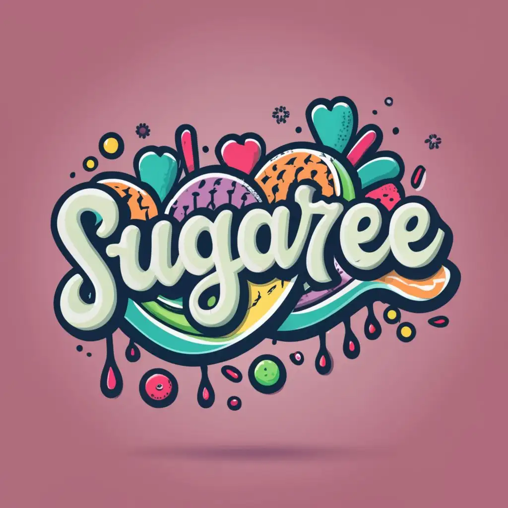 logo, sugar colorful, with the text "Sugaree", typography, be used in Entertainment industry