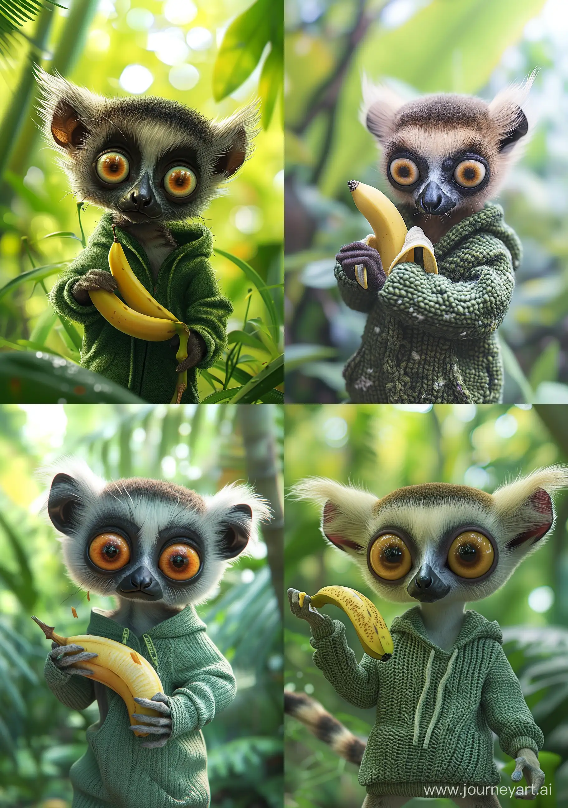 Adorable-Lemur-with-Banana-in-Detailed-Hyperrealistic-Drawing
