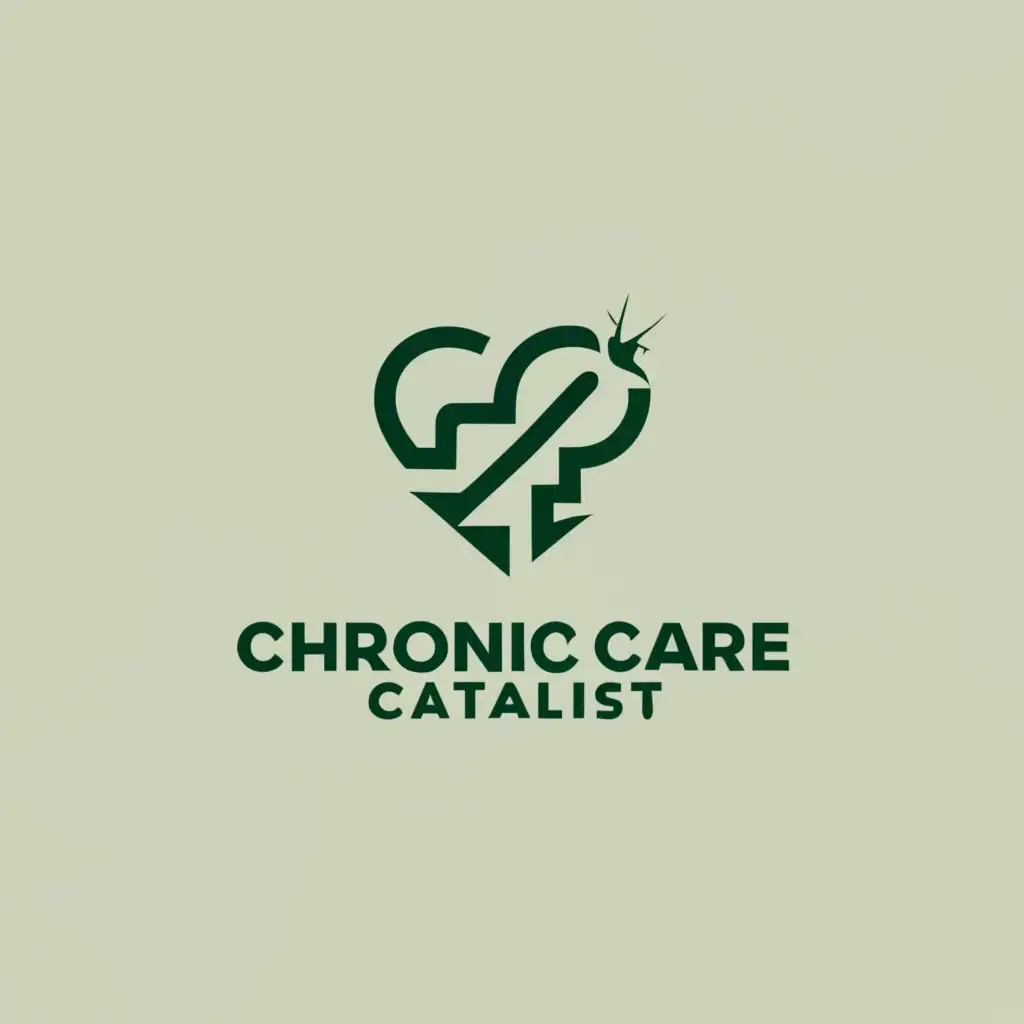 logo, A dynamic and modern logo featuring a catalyst symbol (such as a spark or burst) intertwined with elements representing health and vitality (e.g., a leaf for growth, a heart for wellness)., with the text "Chronic Care Catalyst", typography, be used in Medical Dental industry