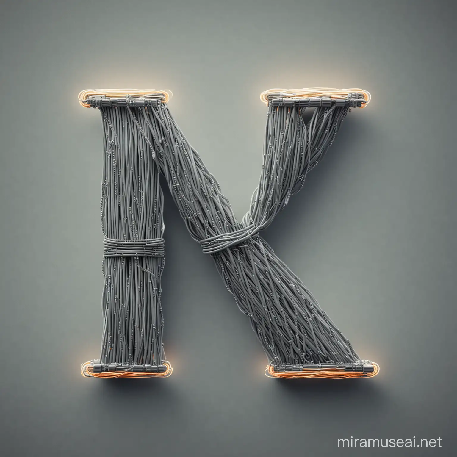 Letter N made of Electric cables