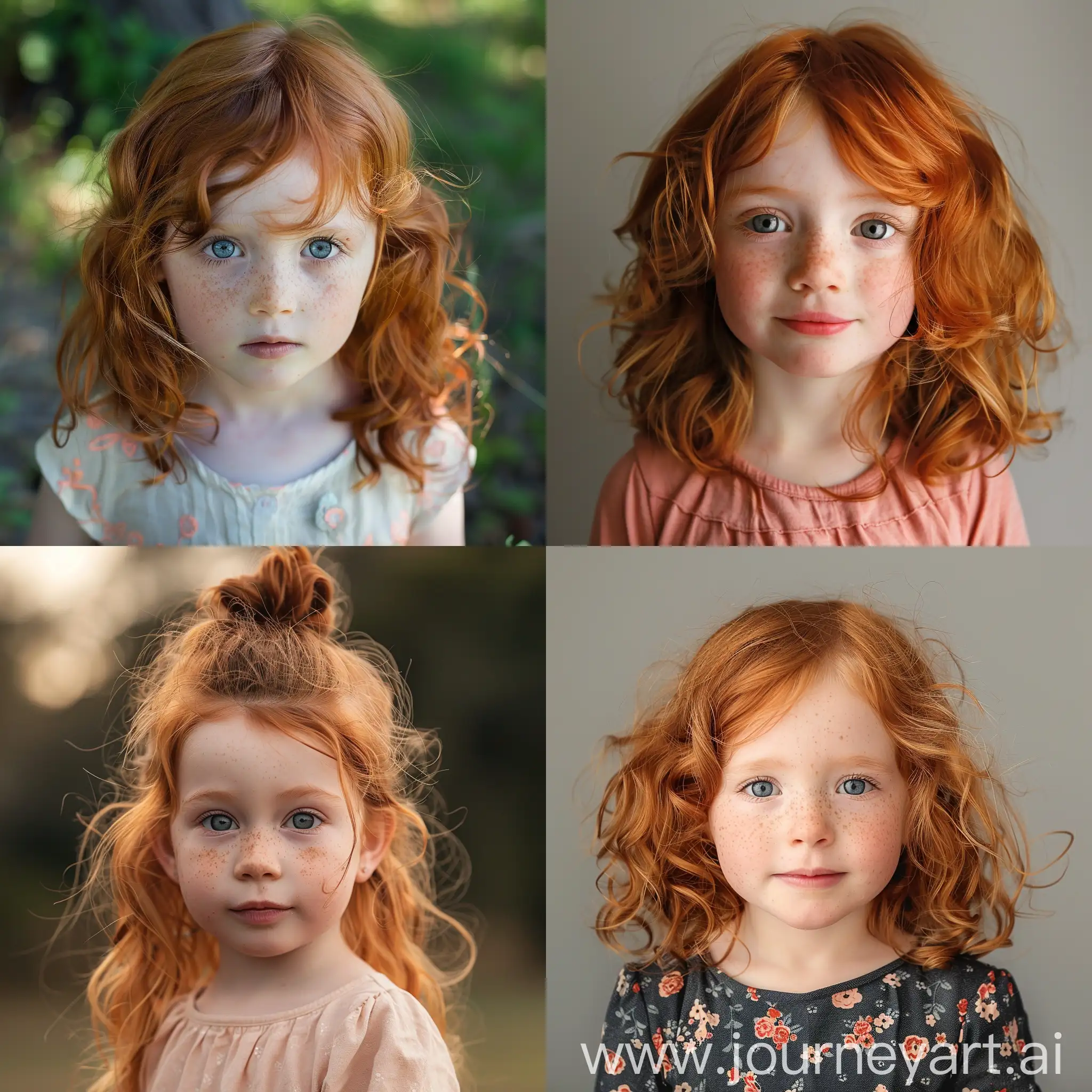 a small girl with red hair