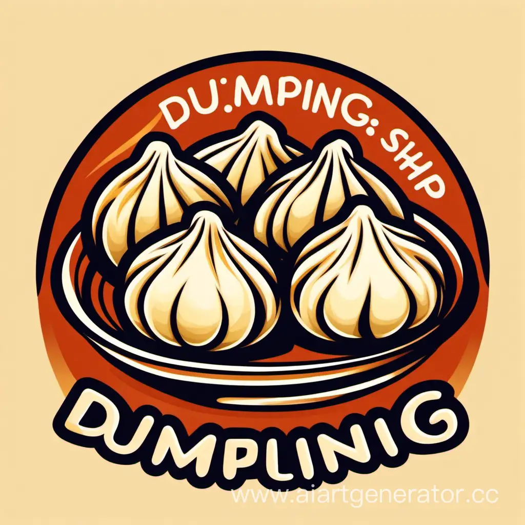 The logo for the dumpling shop can be an image of dumplings, with the image of a DUMPLING bright and appetizing, CENTRAL ASIAN CUISINE