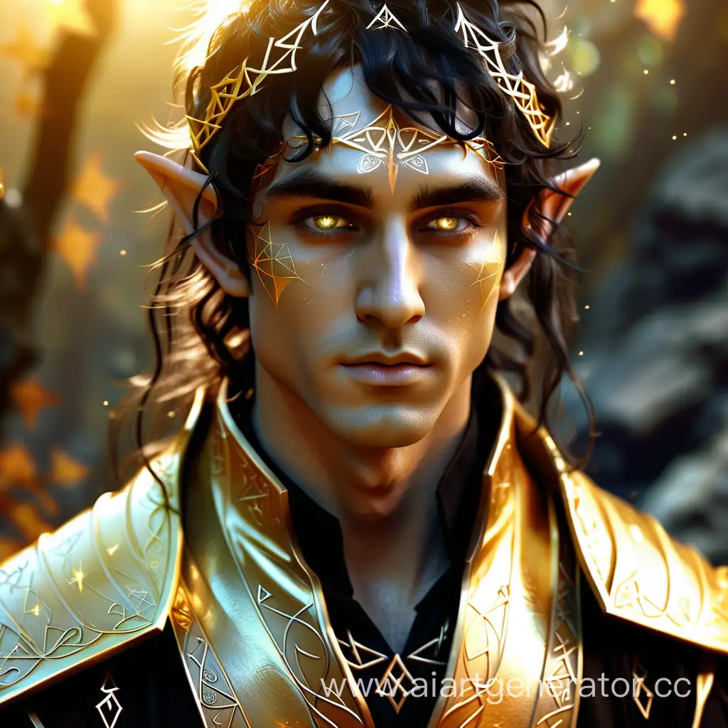 Enchanting-Male-Elf-Wizard-with-Golden-Runes