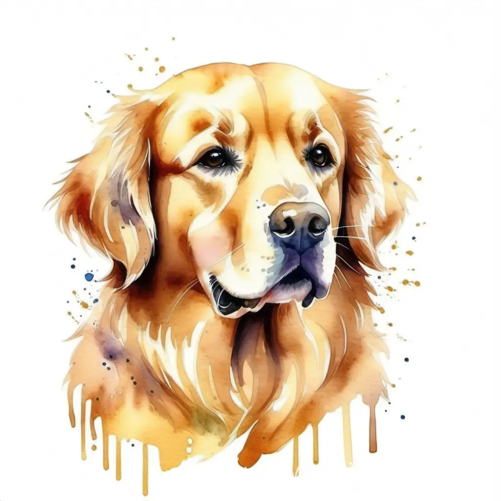 Captivating Watercolor Golden Retriever Dog Artwork