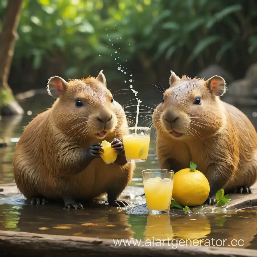 Capybara-and-Chinchilla-Enjoying-Refreshing-Lemonade-Together