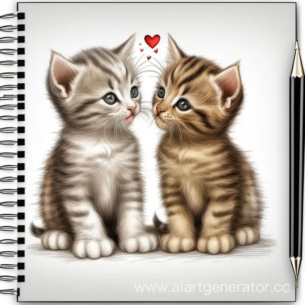 Romantic-Valentines-Day-Kittens-Drawing-in-Notebook