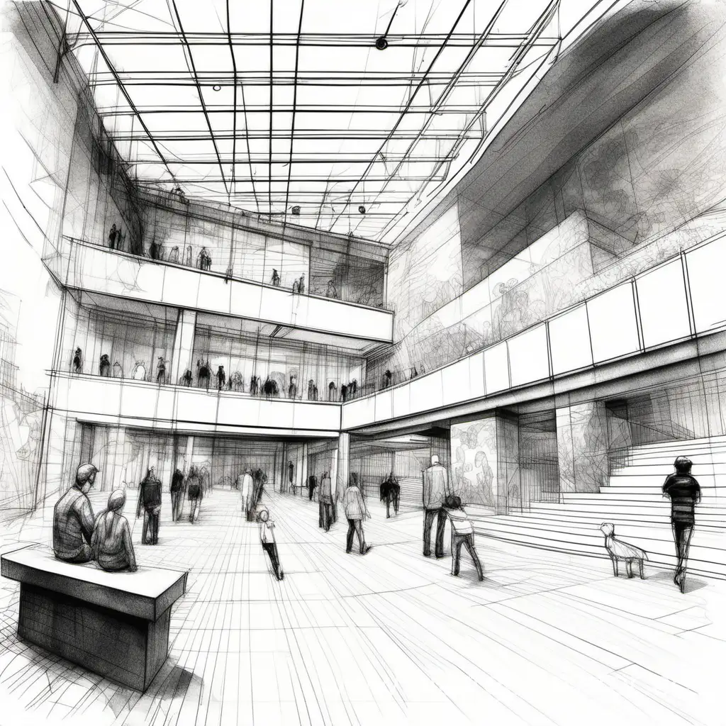 contemporary art museum sketchy illustrations