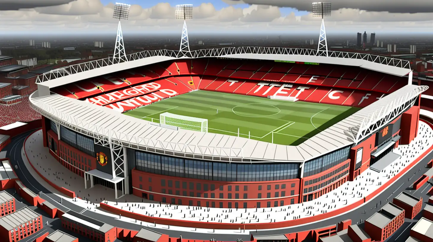 Illustration of Old Trafford Stadium Iconic Home of Manchester United