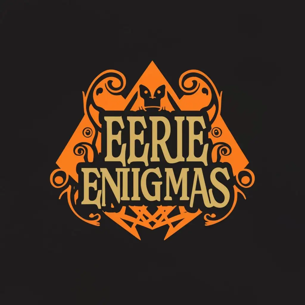 logo, Horror symbol, with the text "Eerie Enigmas", typography, be used in Entertainment industry
