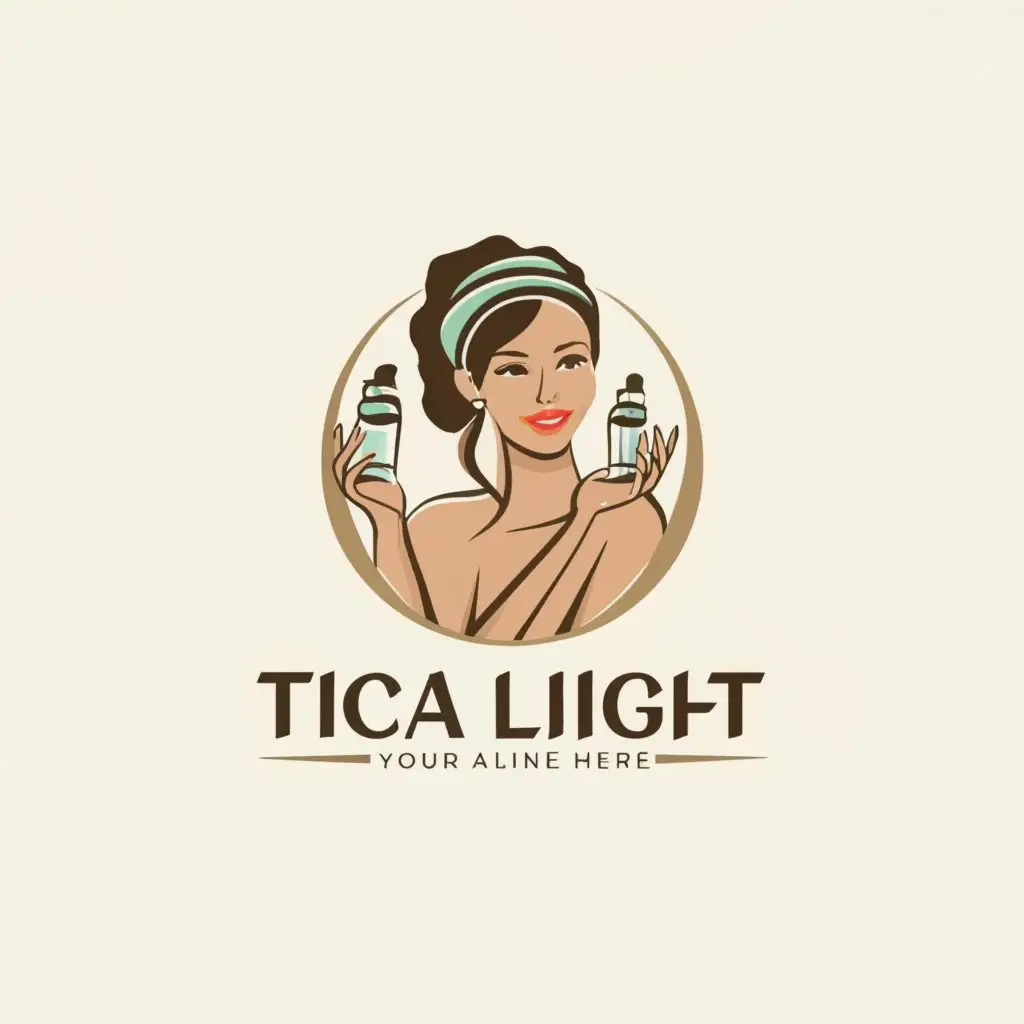a logo design,with the text "Tica Light", main symbol:Women holding skin care products,Moderate,be used in Beauty Spa industry,clear background