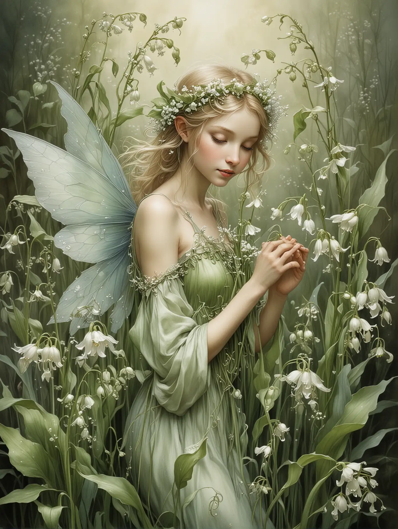 HyperRealistic Flower Fairy Art Lily of the Valley by Cicely Mary Barker and Brian Froud