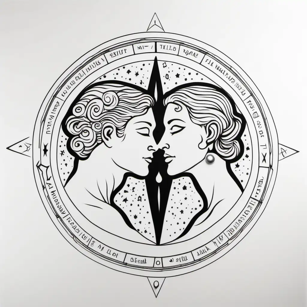 Astrology Fake Twin Flame Art on Pure White Paper