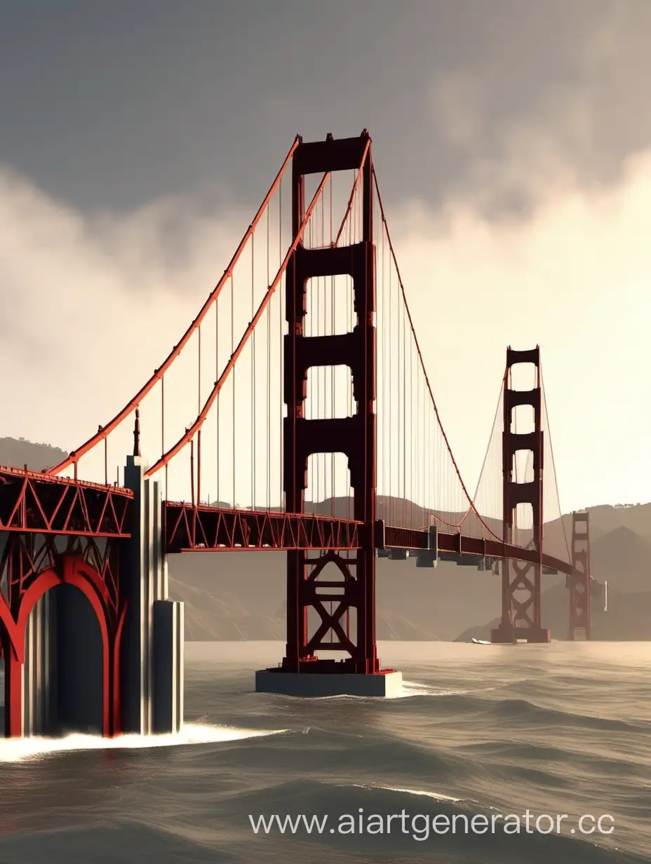  визуализация знаменитого моста "Золотые ворота" в Сан-Франциско