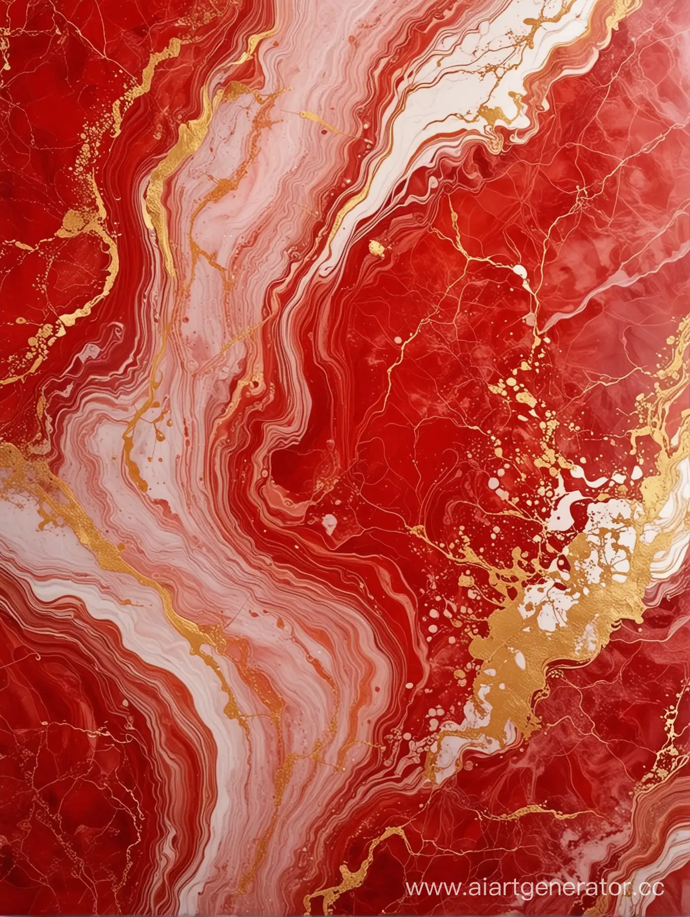 red marble texture background. Marble fluid art with golden veins