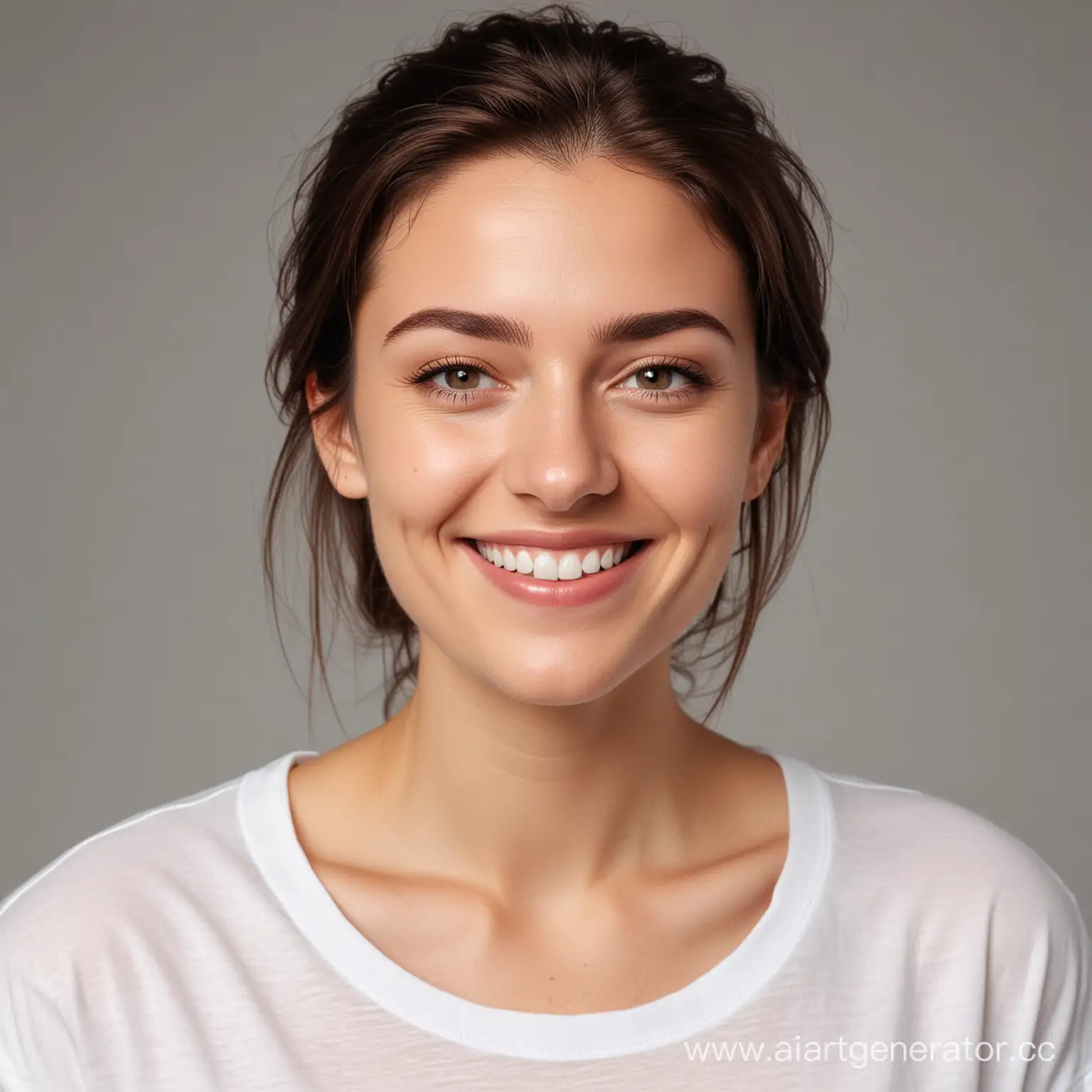 Smiling-28YearOld-Woman-in-White-TShirt-Natural-Beauty-Portrait