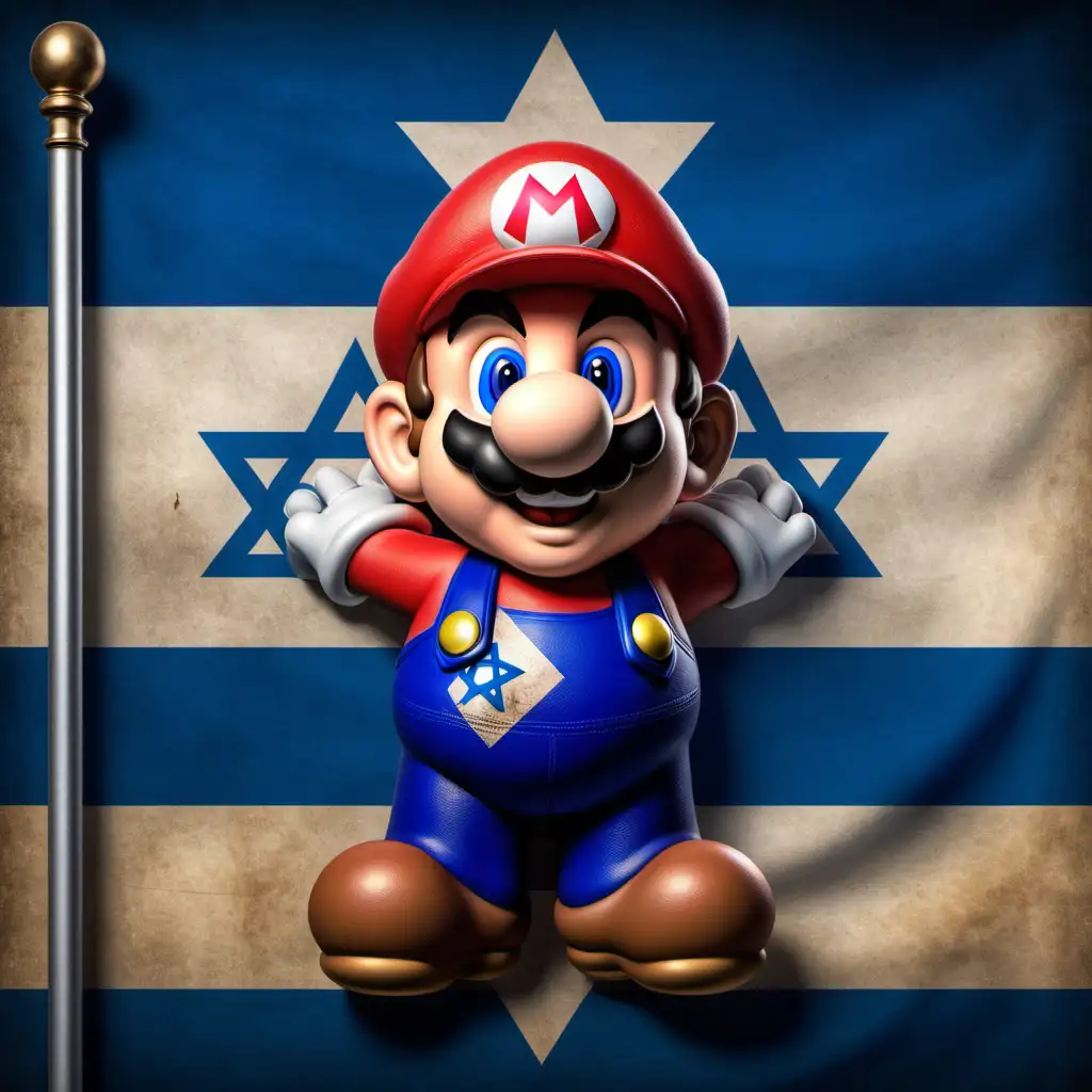 תכין לי תמונה של מריו עם דגל ישראל