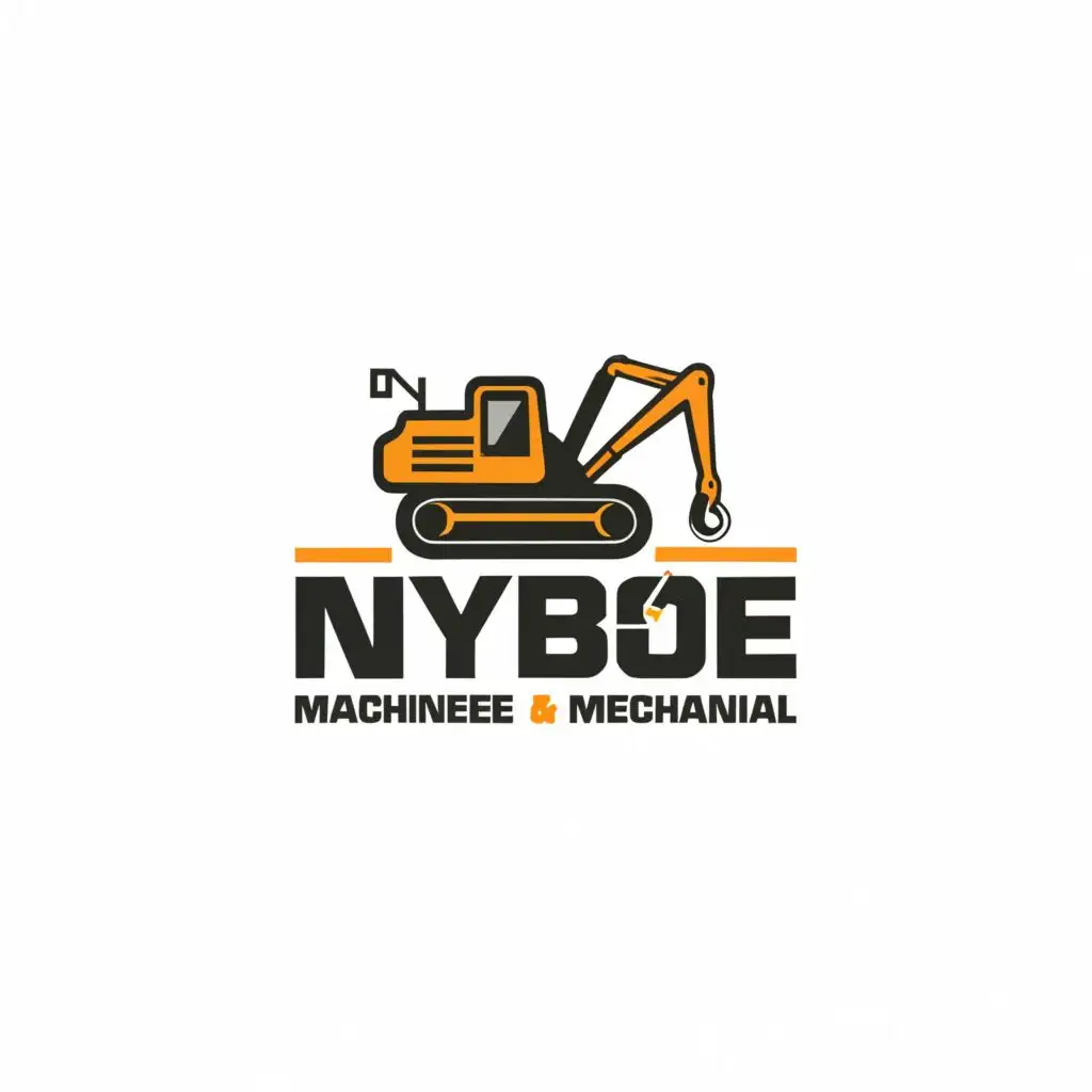 a logo design,with the text "Nybøe Machine and Mechanical", main symbol:Tools and excavator,Moderate,clear background