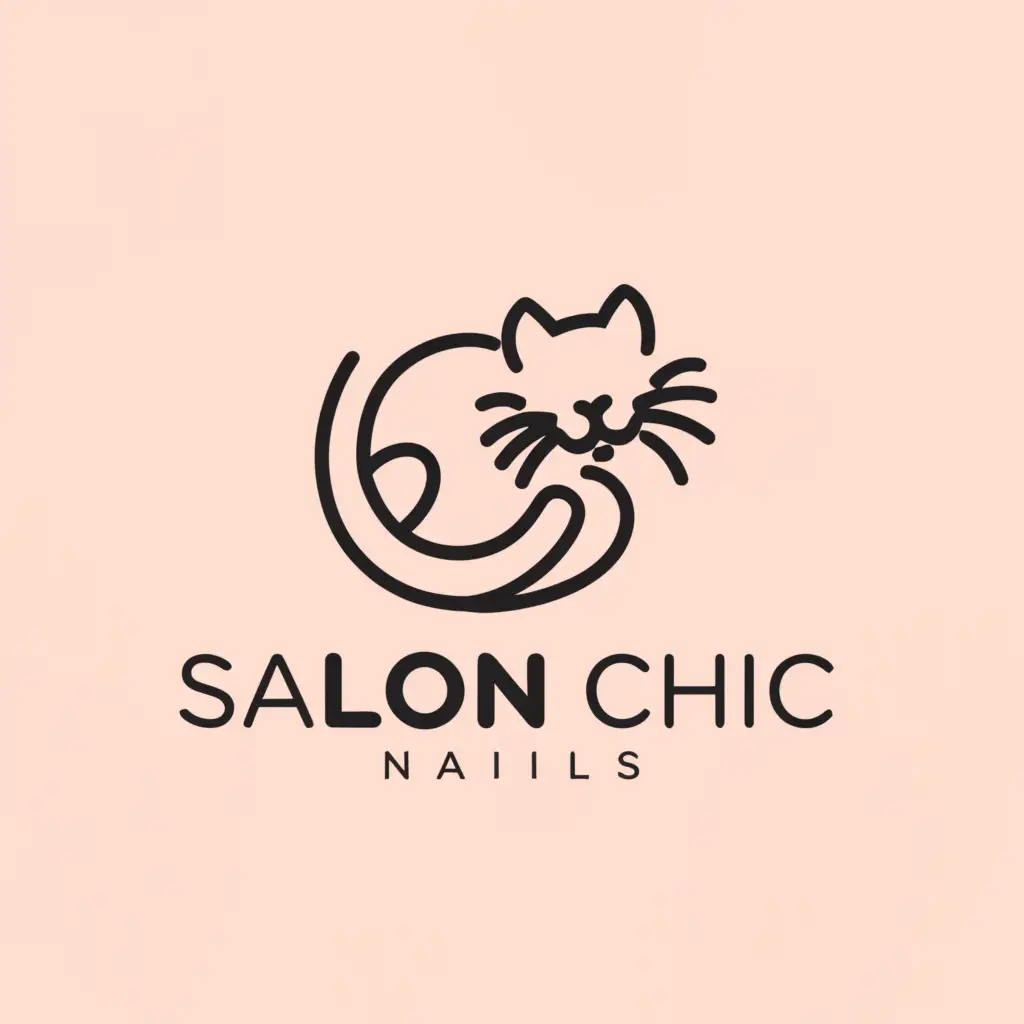 a logo design,with the text "salon chic nails", main symbol:cat,Minimalistic,be used in Retail industry,clear background
