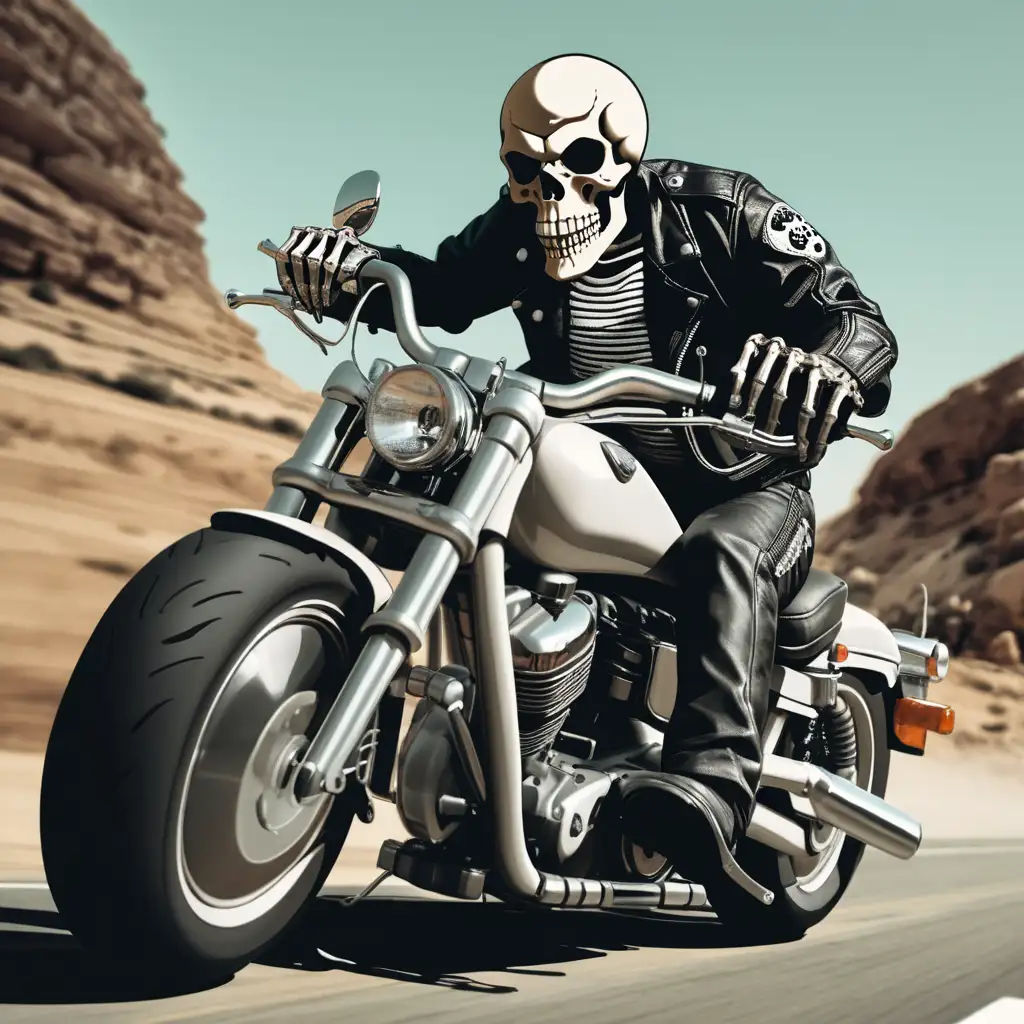 skull riding a motorcycle