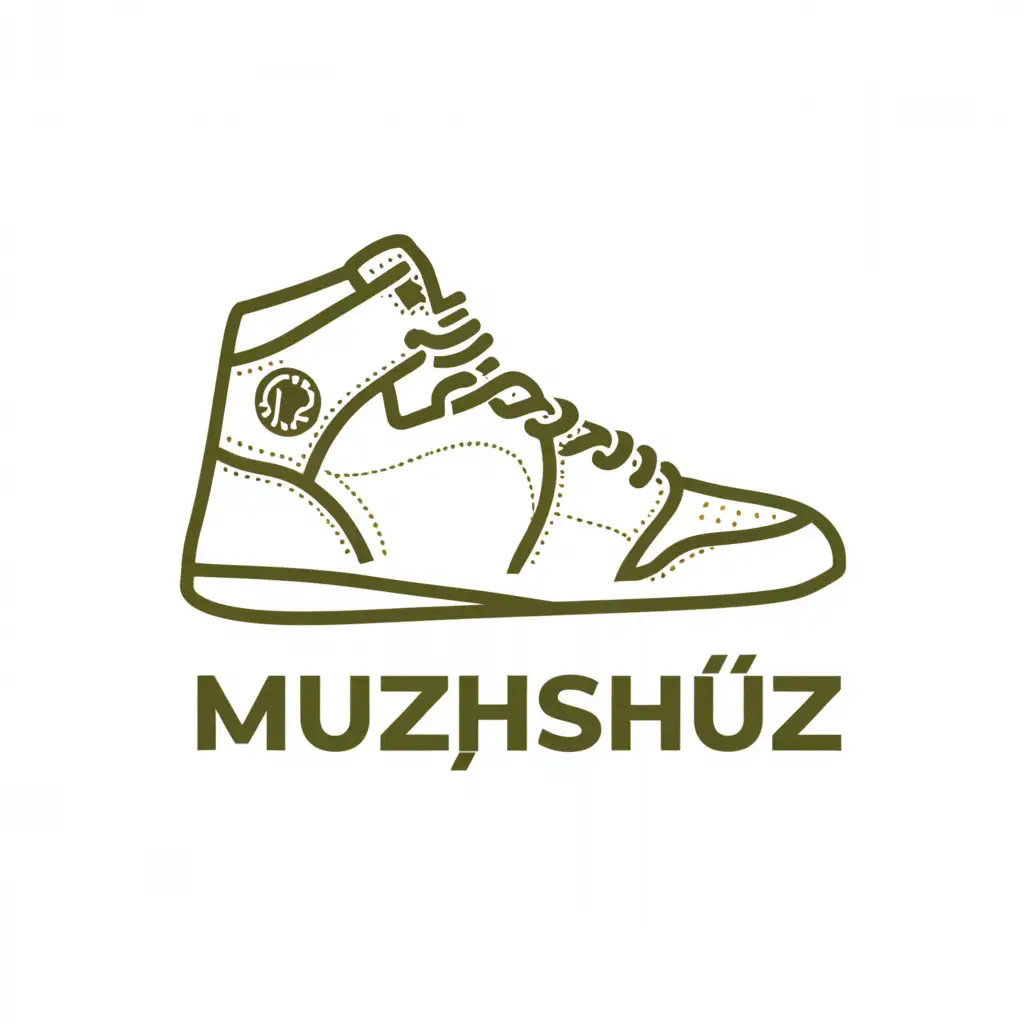a logo design,with the text "MUZHSHUZ", main symbol:sneakers,Moderate,be used in Retail industry,clear background