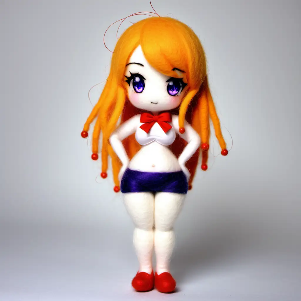 Needle Felt Sculpture Curvy Hip Anime Girl Crafted with Precision