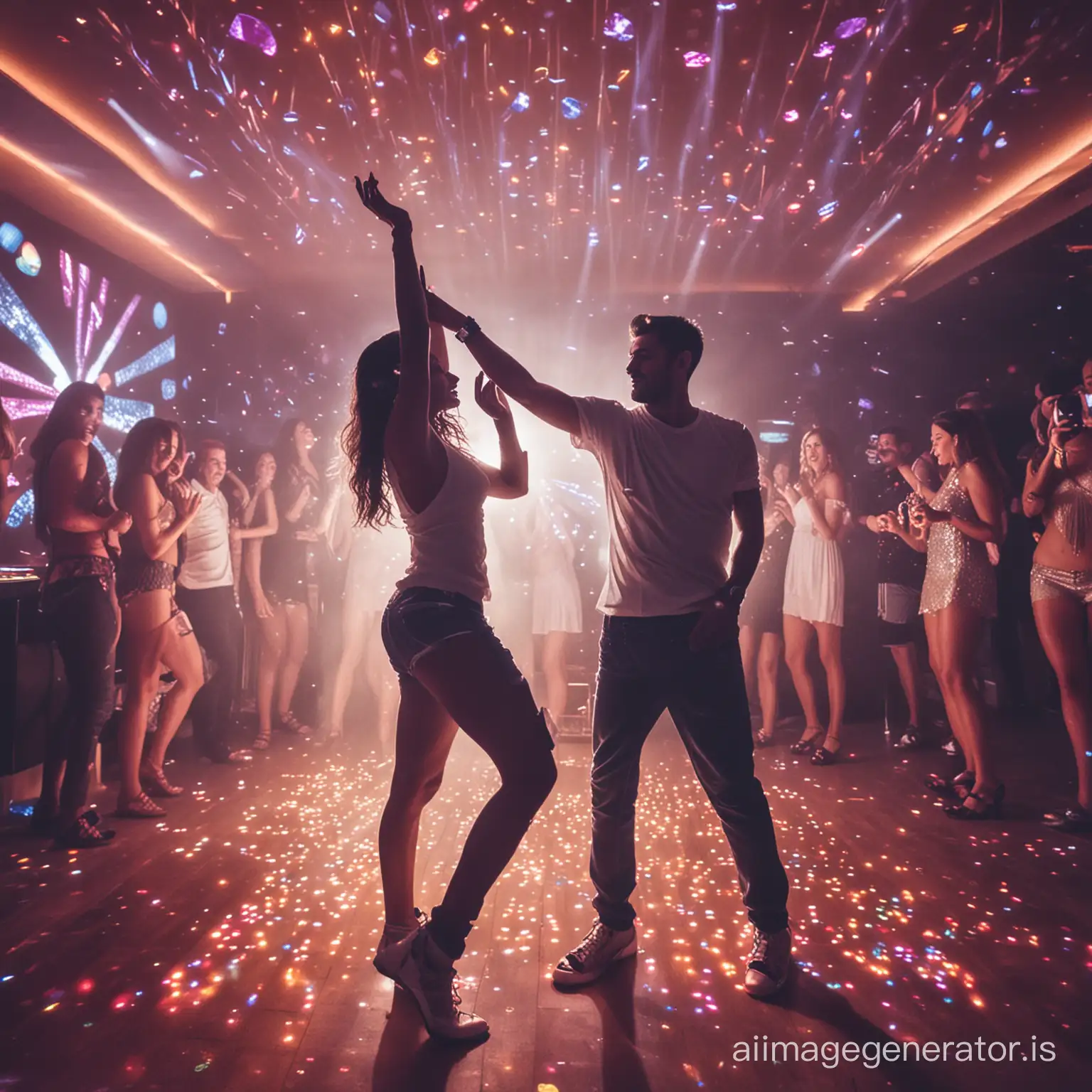 Vibrant-Dance-Party-Inside-Luxurious-Villa-with-DJ-and-Disco-Lights
