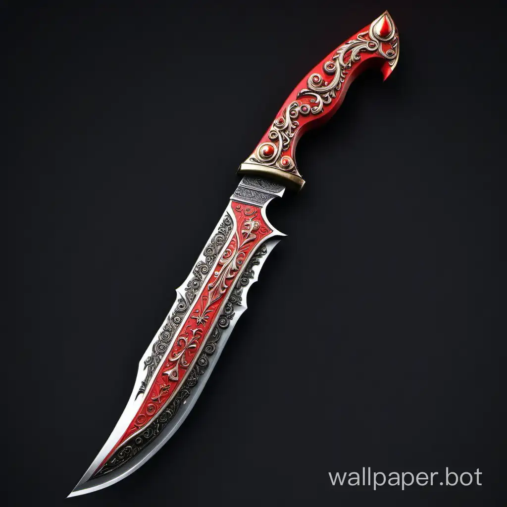 Crimson-Knife-with-Ornamental-Accents-Intricate-Blade-Design-in-Red-Hue