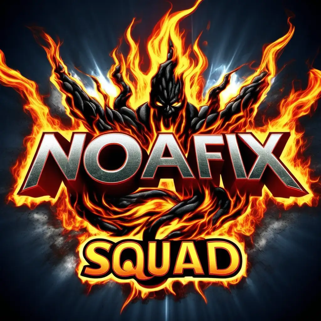 Dynamic NOAFIX SQUAD IPTV logo with strong lightning, fire and smoke, exuding energy and intensity."