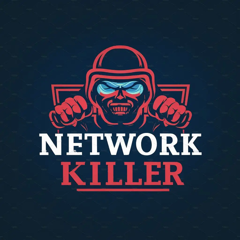 logo, Internet , Hacker , Fighter , Killer , with the text "Network Killer", typography, be used in Internet industry