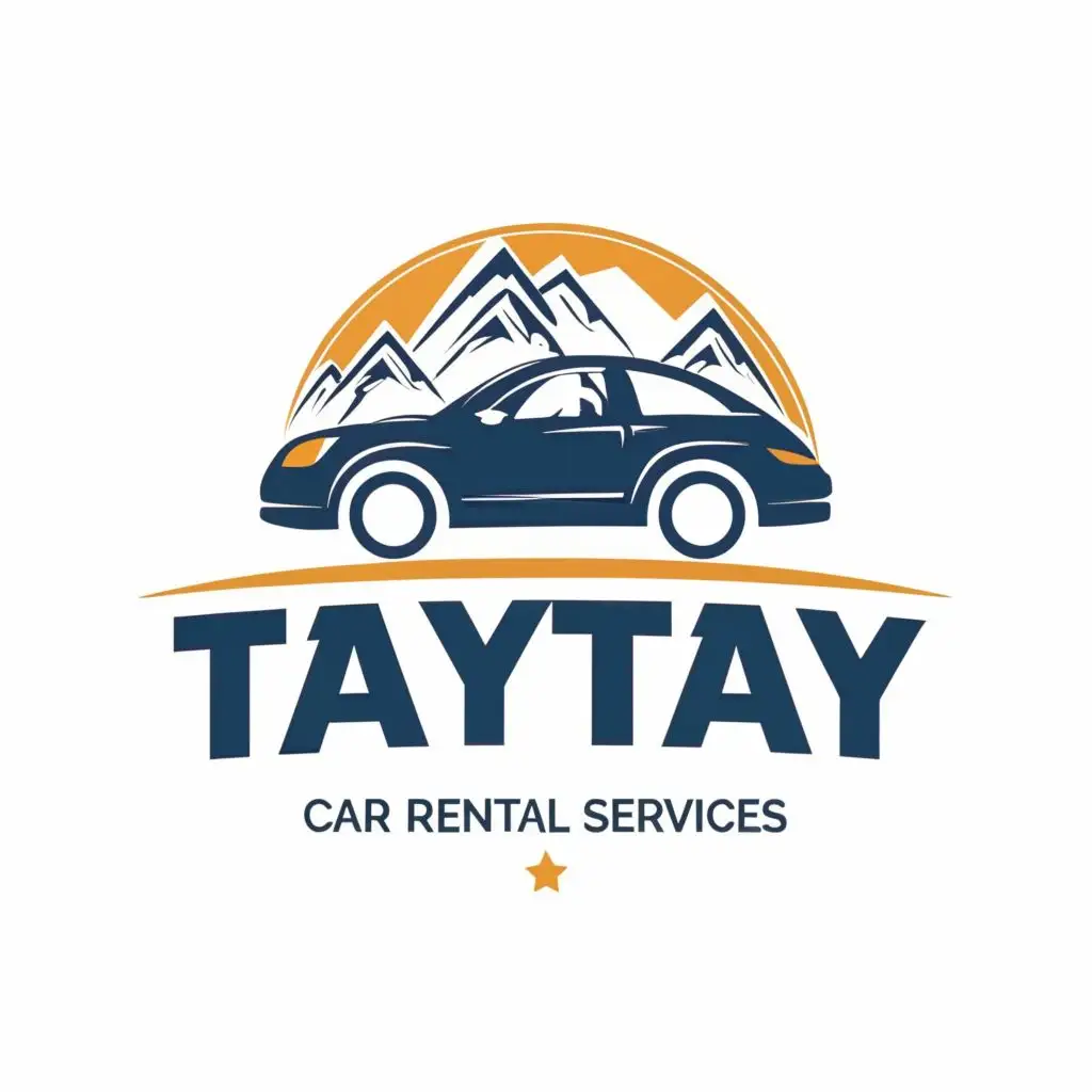 logo, Car, with the text "Taytay Car Rental Services", typography, be used in Travel industry