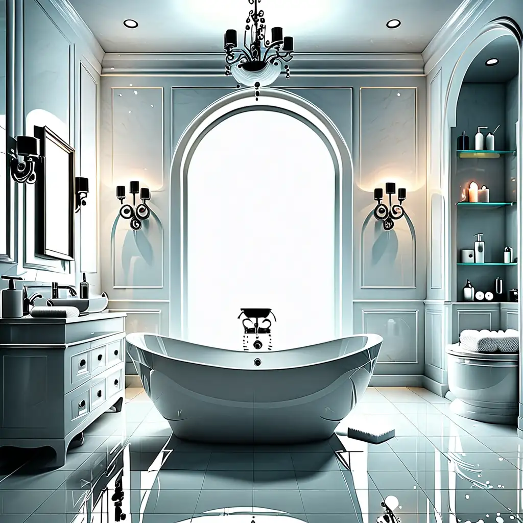 Luxurious Bathroom Accessories Bath Gadgets in a White Background